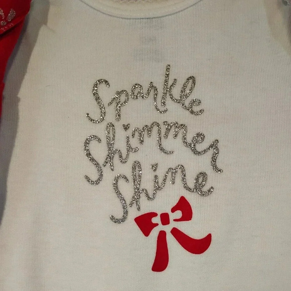 Child of Mine 3 pc NWT Red Velour Black & Gold Bows Christmas Outfit Infant 12Mo - Picture 3 of 11